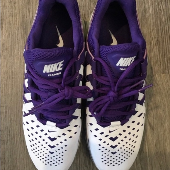 LSU PURPLE AND WHITE NIKE AIR MAX SHOES - Picture 2 of 2